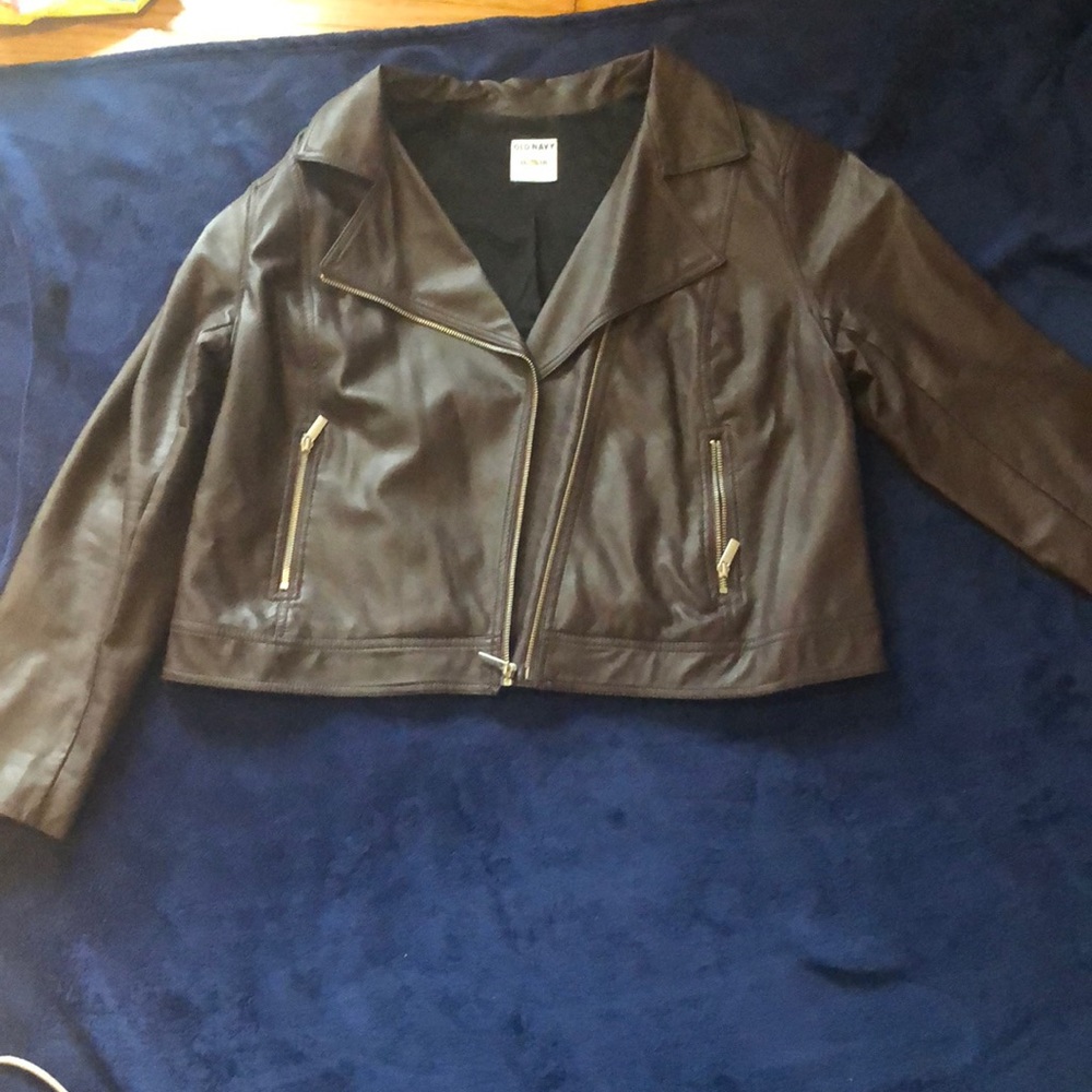 Plus size brown leather jacket